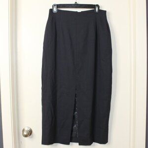100% Wool Vintage Jones New York Slit Front Navy Pencil Skirt Size 10